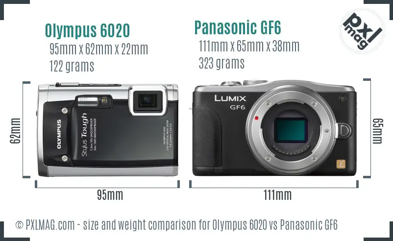 Olympus 6020 vs Panasonic GF6 size comparison