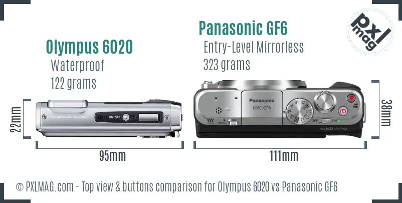 Olympus 6020 vs Panasonic GF6 top view buttons comparison