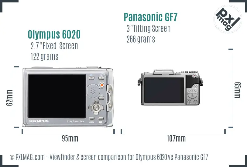 Olympus 6020 vs Panasonic GF7 Screen and Viewfinder comparison