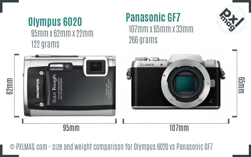 Olympus 6020 vs Panasonic GF7 size comparison