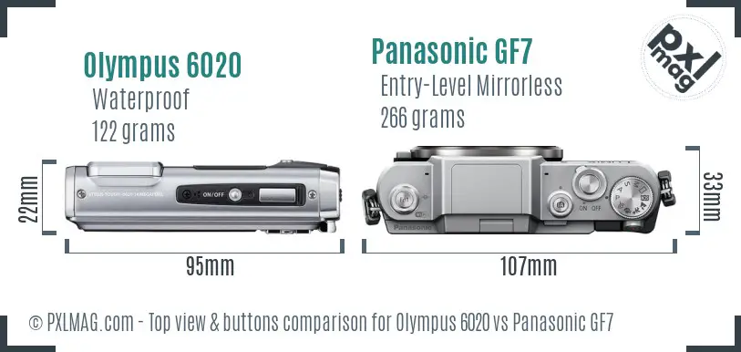 Olympus 6020 vs Panasonic GF7 top view buttons comparison