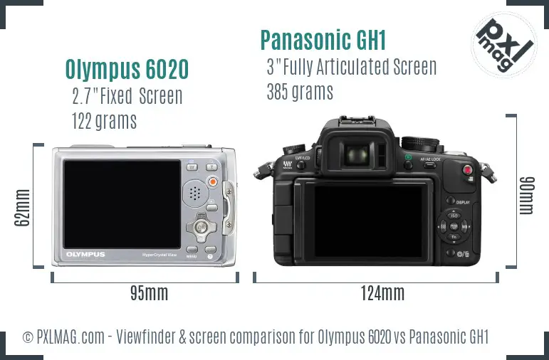 Olympus 6020 vs Panasonic GH1 Screen and Viewfinder comparison