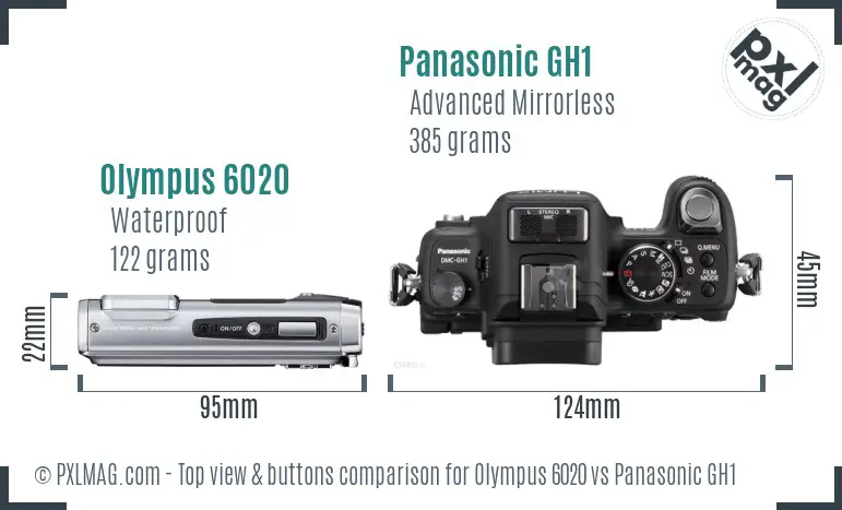 Olympus 6020 vs Panasonic GH1 top view buttons comparison