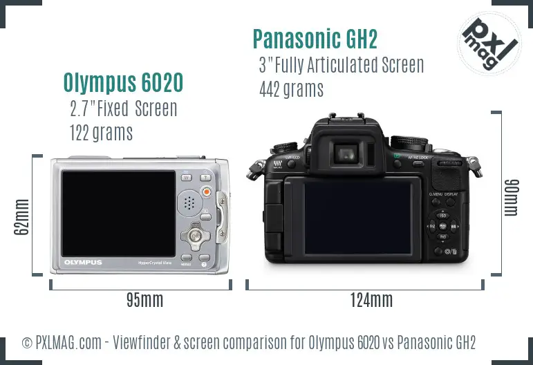 Olympus 6020 vs Panasonic GH2 Screen and Viewfinder comparison
