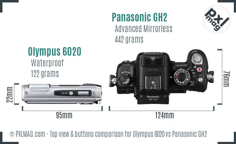 Olympus 6020 vs Panasonic GH2 top view buttons comparison