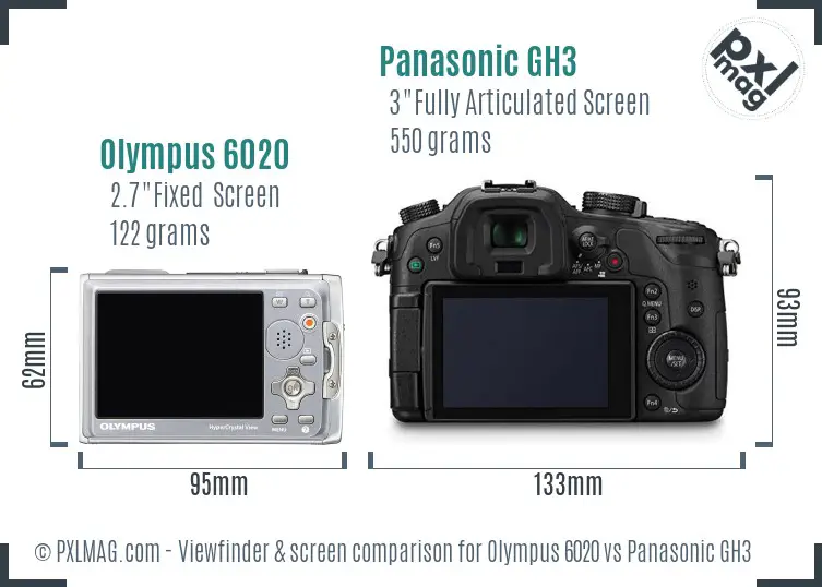 Olympus 6020 vs Panasonic GH3 Screen and Viewfinder comparison