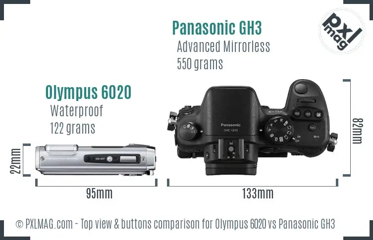 Olympus 6020 vs Panasonic GH3 top view buttons comparison