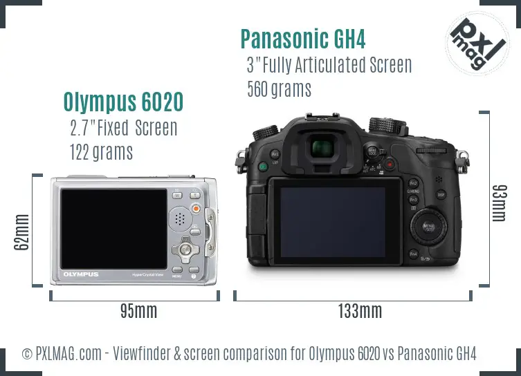 Olympus 6020 vs Panasonic GH4 Screen and Viewfinder comparison