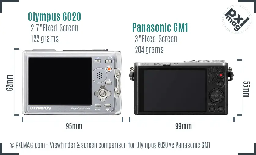 Olympus 6020 vs Panasonic GM1 Screen and Viewfinder comparison