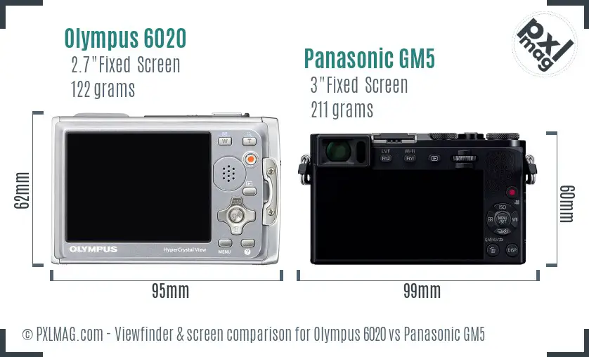 Olympus 6020 vs Panasonic GM5 Screen and Viewfinder comparison