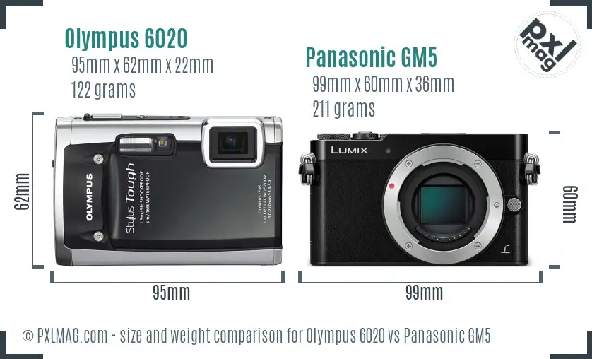 Olympus 6020 vs Panasonic GM5 size comparison