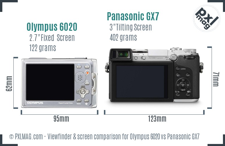 Olympus 6020 vs Panasonic GX7 Screen and Viewfinder comparison