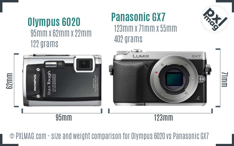 Olympus 6020 vs Panasonic GX7 size comparison Olympus 6020 vs Panasonic GX7 size comparison