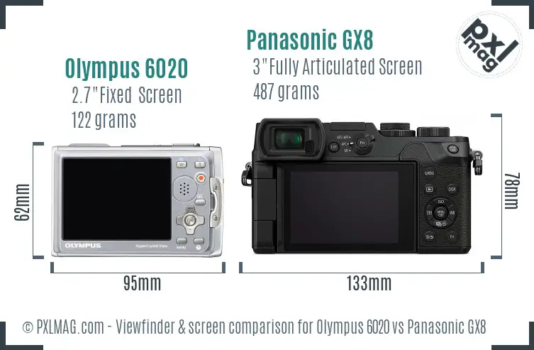 Olympus 6020 vs Panasonic GX8 Screen and Viewfinder comparison Olympus 6020 vs Panasonic GX8 Screen and Viewfinder comparison