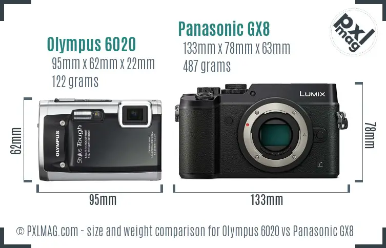 Olympus 6020 vs Panasonic GX8 size comparison Olympus 6020 vs Panasonic GX8 size comparison