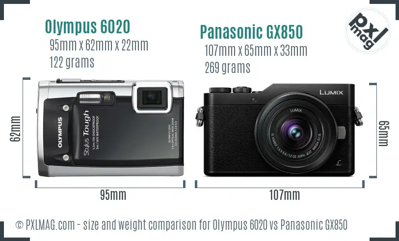Olympus 6020 vs Panasonic GX850 size comparison