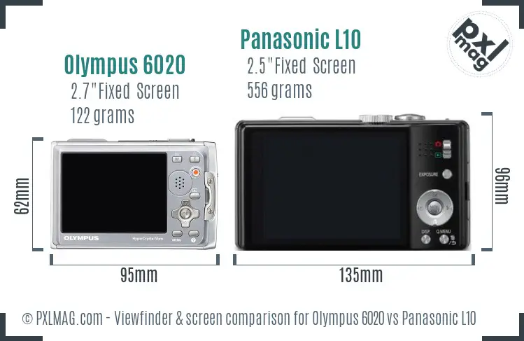 Olympus 6020 vs Panasonic L10 Screen and Viewfinder comparison