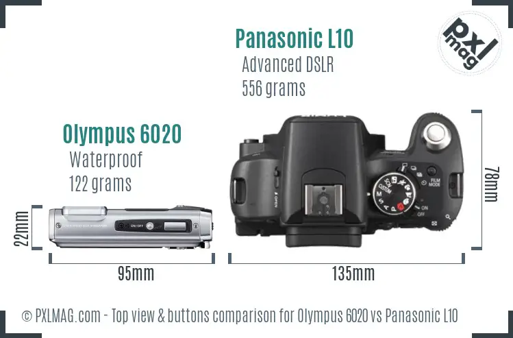 Olympus 6020 vs Panasonic L10 top view buttons comparison