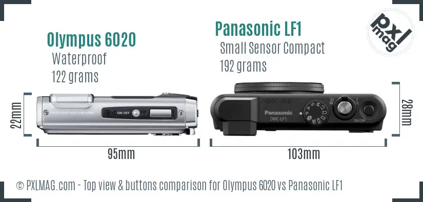 Olympus 6020 vs Panasonic LF1 top view buttons comparison Olympus 6020 vs Panasonic LF1 top view buttons comparison