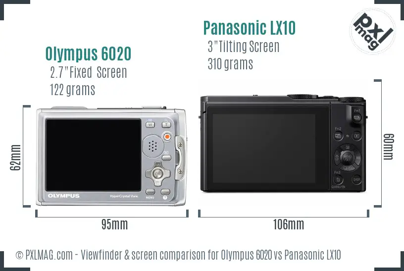 Olympus 6020 vs Panasonic LX10 Screen and Viewfinder comparison