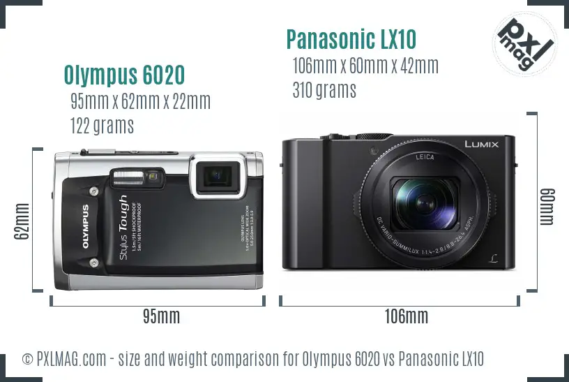 Olympus 6020 vs Panasonic LX10 size comparison