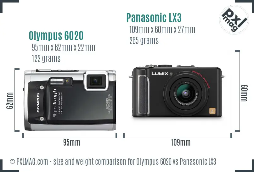 Olympus 6020 vs Panasonic LX3 size comparison