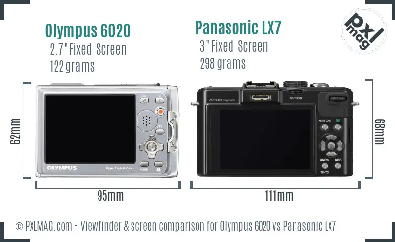 Olympus 6020 vs Panasonic LX7 Screen and Viewfinder comparison