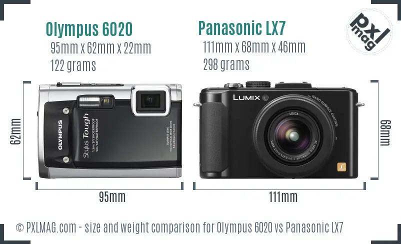Olympus 6020 vs Panasonic LX7 size comparison