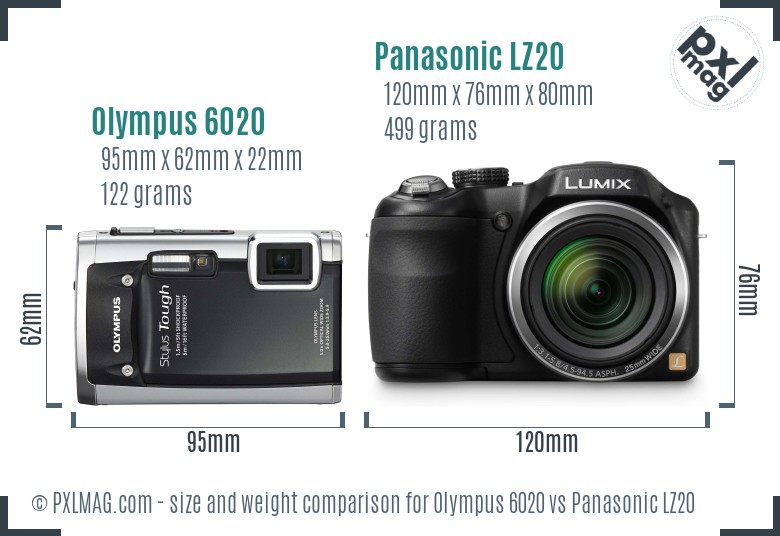 Olympus 6020 vs Panasonic LZ20 size comparison Olympus 6020 vs Panasonic LZ20 size comparison