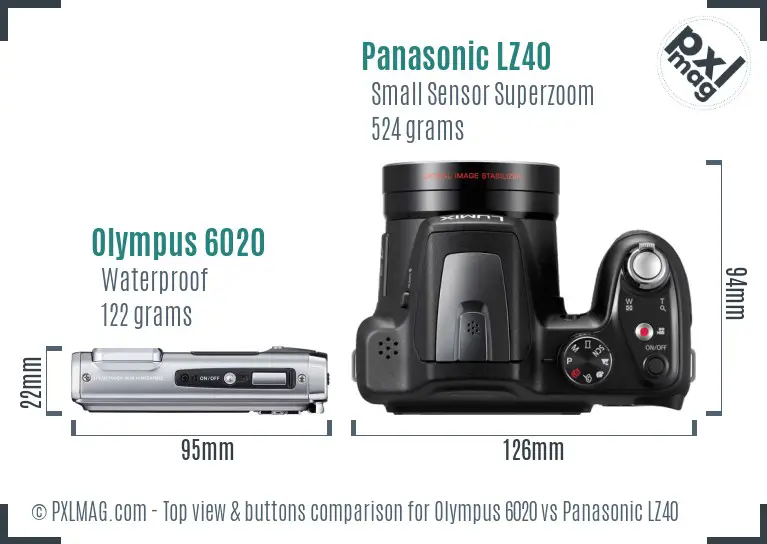 Olympus 6020 vs Panasonic LZ40 top view buttons comparison