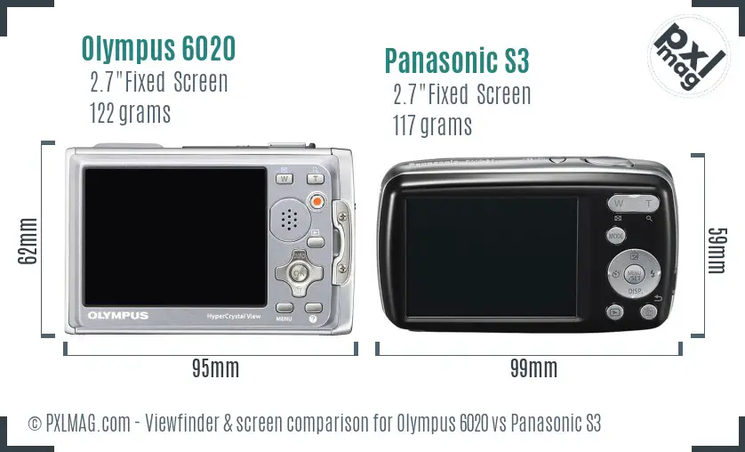 Olympus 6020 vs Panasonic S3 Screen and Viewfinder comparison
