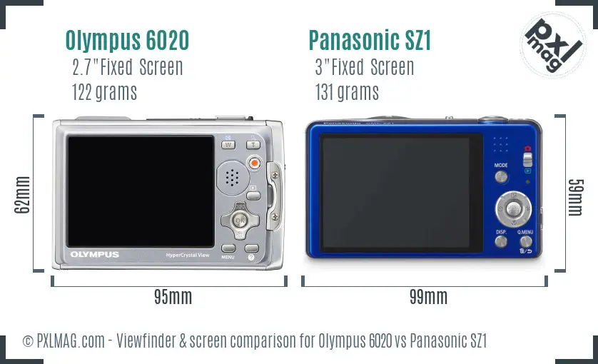 Olympus 6020 vs Panasonic SZ1 Screen and Viewfinder comparison Olympus 6020 vs Panasonic SZ1 Screen and Viewfinder comparison