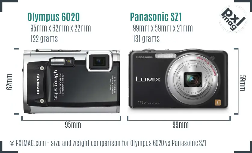 Olympus 6020 vs Panasonic SZ1 size comparison Olympus 6020 vs Panasonic SZ1 size comparison