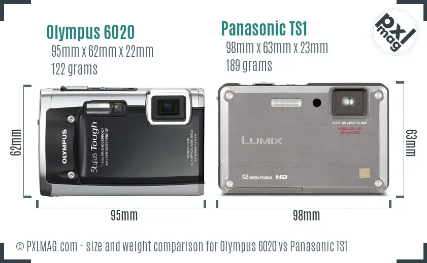 Olympus 6020 vs Panasonic TS1 size comparison