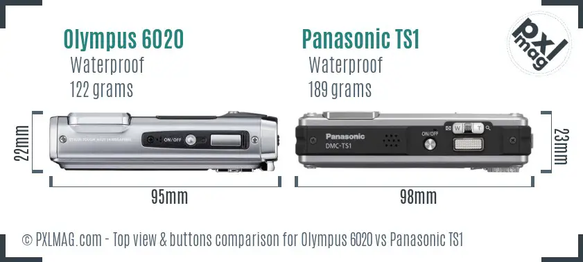 Olympus 6020 vs Panasonic TS1 top view buttons comparison