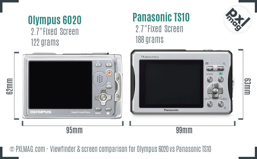 Olympus 6020 vs Panasonic TS10 Screen and Viewfinder comparison