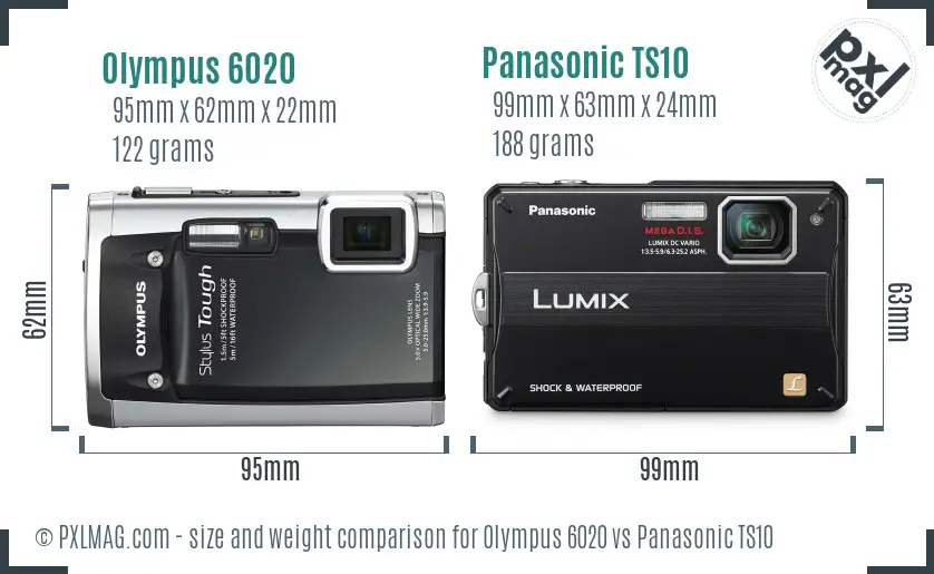 Olympus 6020 vs Panasonic TS10 size comparison