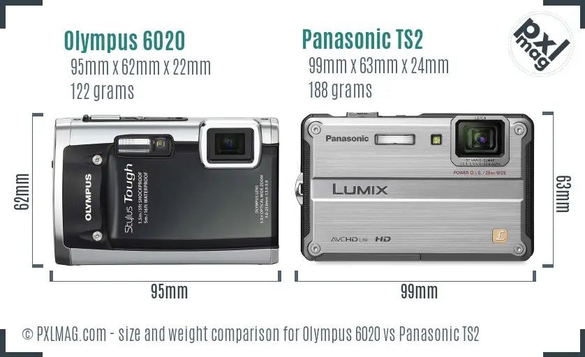 Olympus 6020 vs Panasonic TS2 size comparison