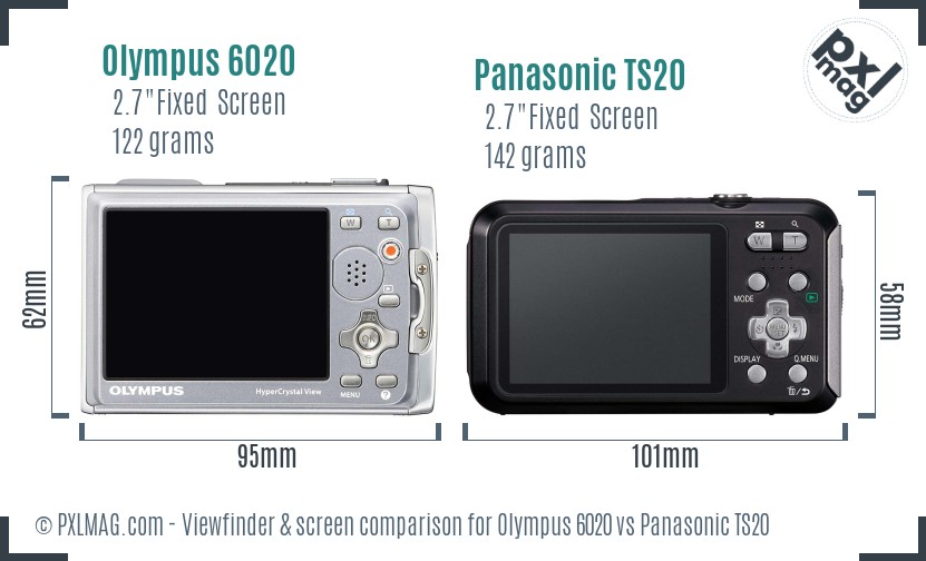Olympus 6020 vs Panasonic TS20 Screen and Viewfinder comparison