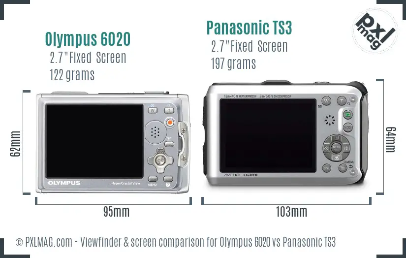 Olympus 6020 vs Panasonic TS3 Screen and Viewfinder comparison