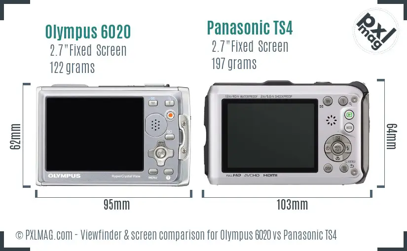 Olympus 6020 vs Panasonic TS4 Screen and Viewfinder comparison