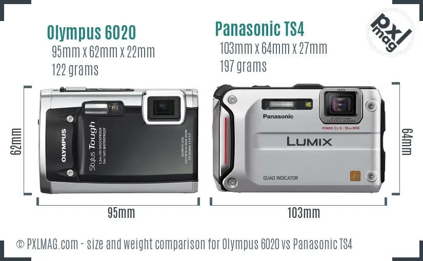 Olympus 6020 vs Panasonic TS4 size comparison