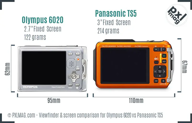 Olympus 6020 vs Panasonic TS5 Screen and Viewfinder comparison