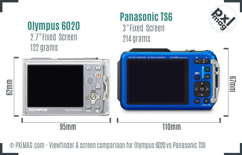 Olympus 6020 vs Panasonic TS6 Screen and Viewfinder comparison