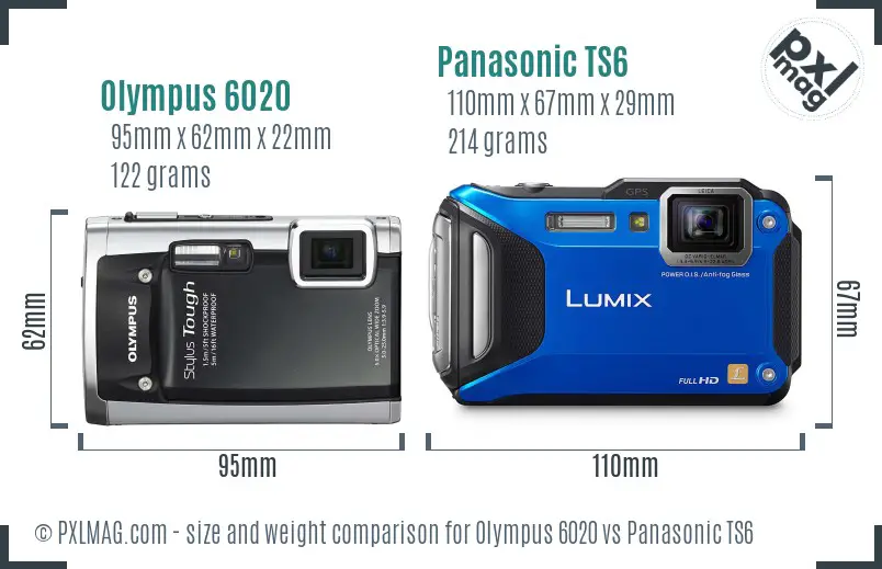 Olympus 6020 vs Panasonic TS6 size comparison