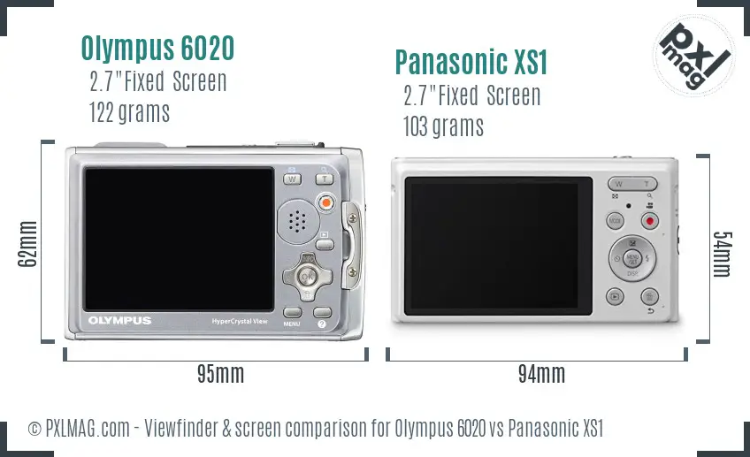 Olympus 6020 vs Panasonic XS1 Screen and Viewfinder comparison