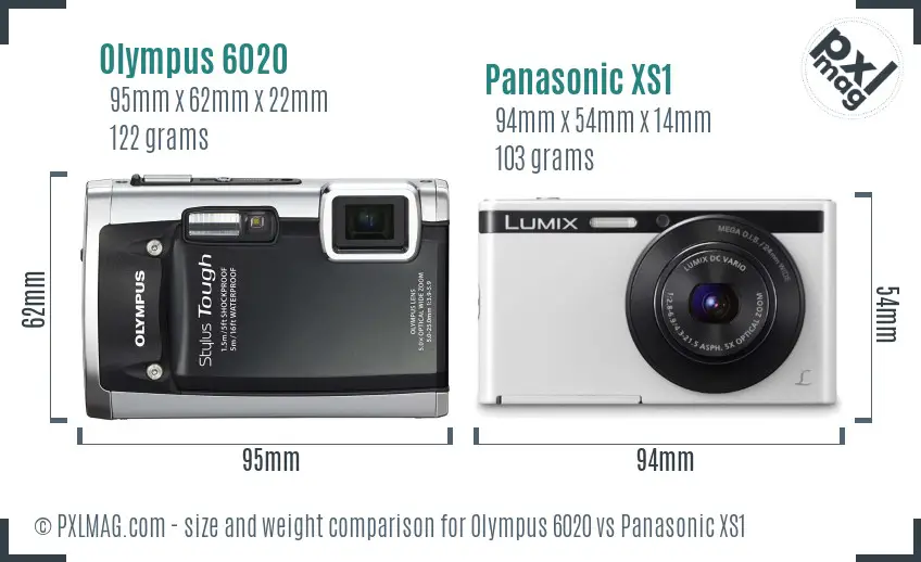 Olympus 6020 vs Panasonic XS1 size comparison