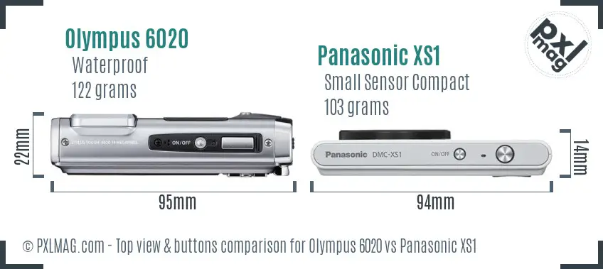 Olympus 6020 vs Panasonic XS1 top view buttons comparison