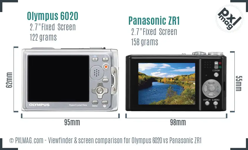 Olympus 6020 vs Panasonic ZR1 Screen and Viewfinder comparison