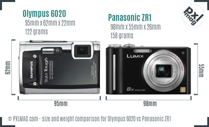 Olympus 6020 vs Panasonic ZR1 size comparison